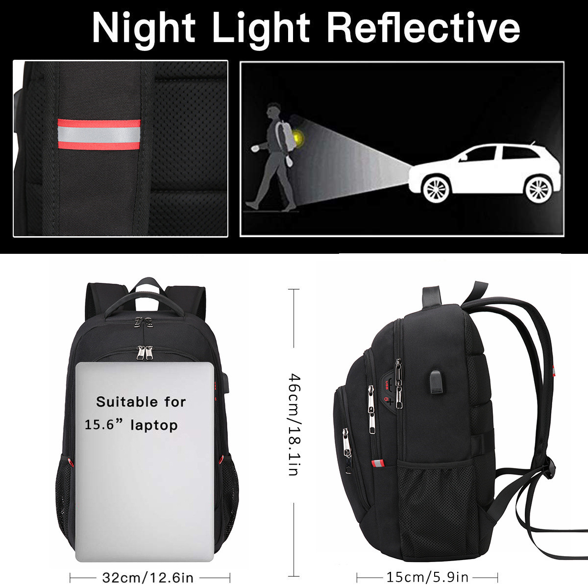 Herren-laptop-rucksäcke (15.6 zoll), diebstahlsicher, ideal für schule, reisen und rucksackreisen, wasserdicht, für laptops