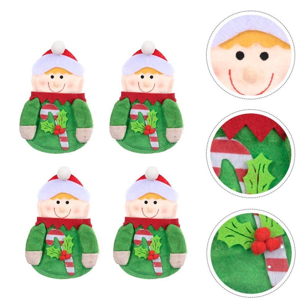 4 stk xmas girl non-woven servise veske dekorativ pose kniv gaffel veske