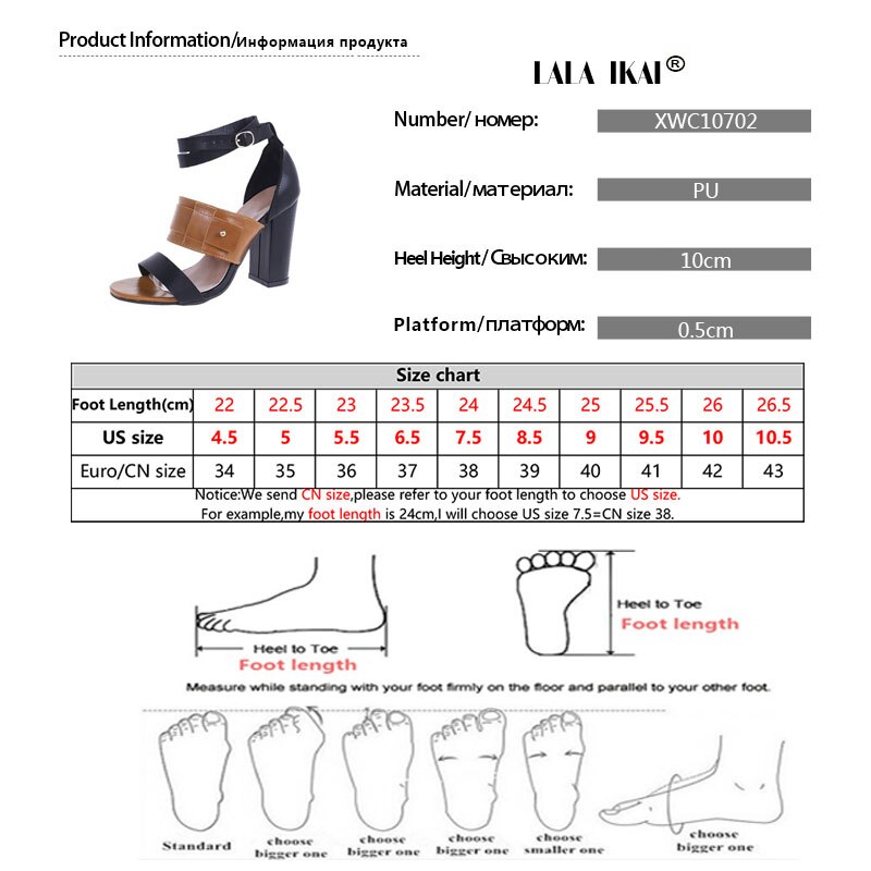 LALA IKAI-Zapatos de tacón alto con hebilla para mujer, sandalias con correa, Punta abierta, talla grande, novedad de verano