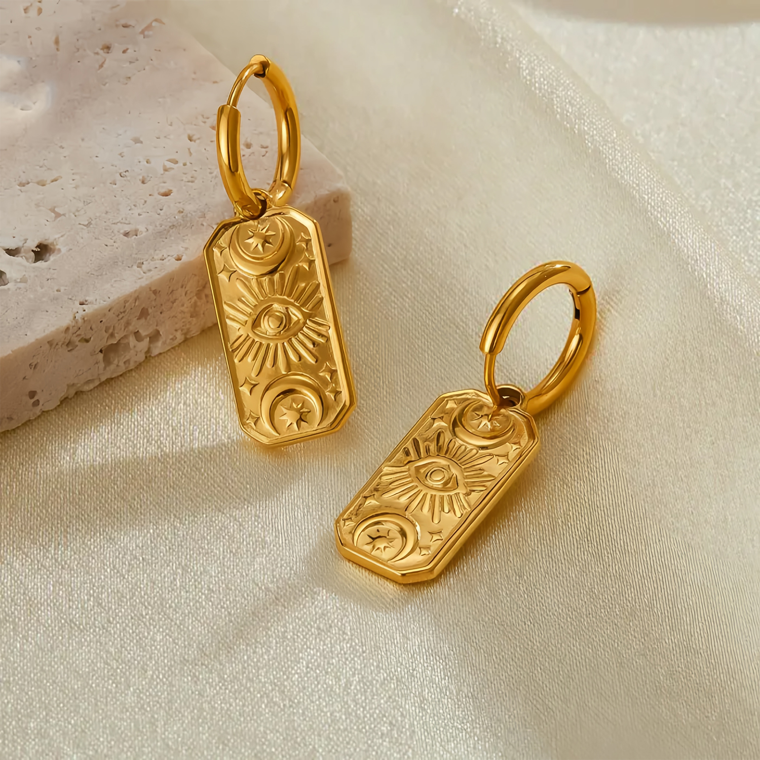 UHBINYCA Devil's Eye Pendant Earrings for Women, Stainless Steel Gold Plated Anti Rust Jewelry
