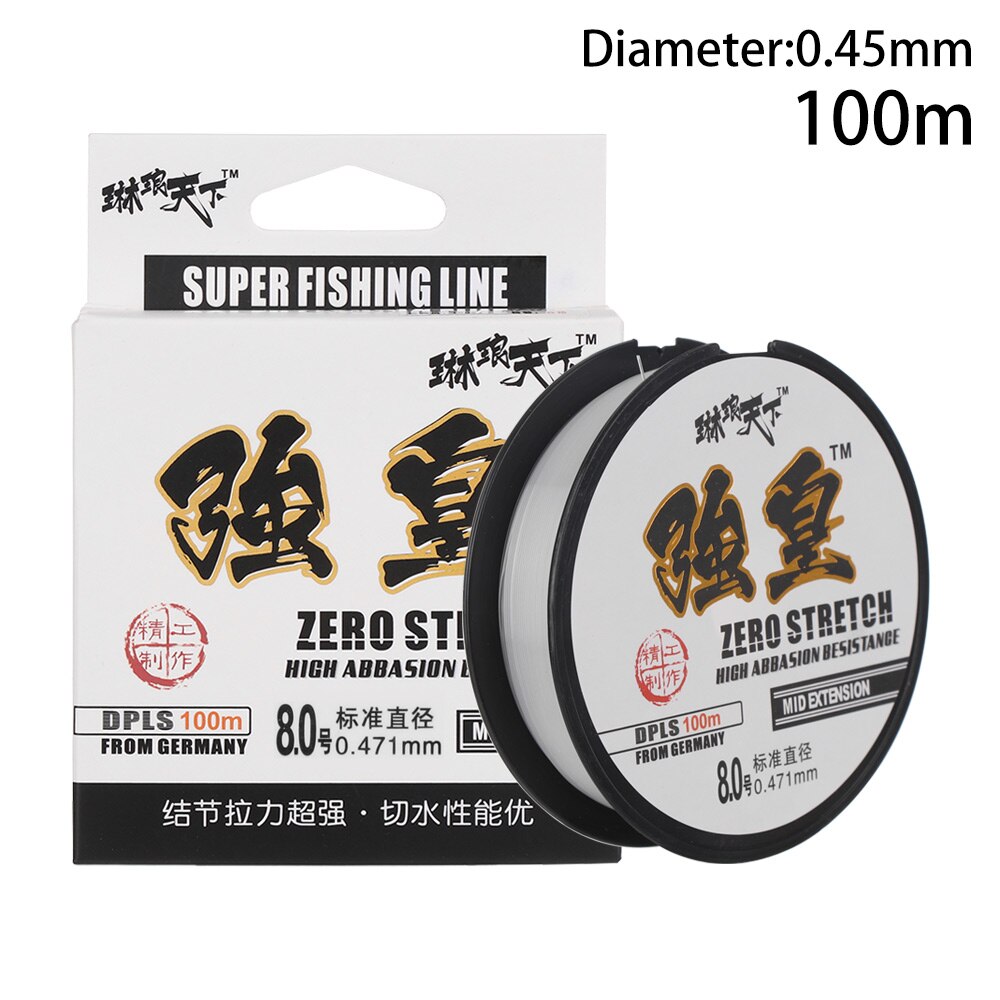 100m nylon vislijn monofilament japans materiaal voor zoutwater karpervissen fluorocarbon vislijn vliegvislijn: 8.0