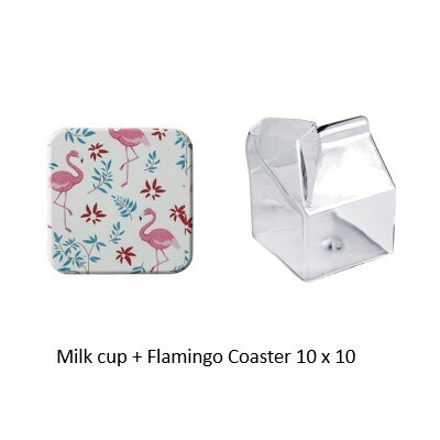 Creatieve Japanse Vierkante Melk Cup Hittebestendig Glas Melk Doos Verse Melk Doos Thuis Ontbijt Cup: cup and Flam coa