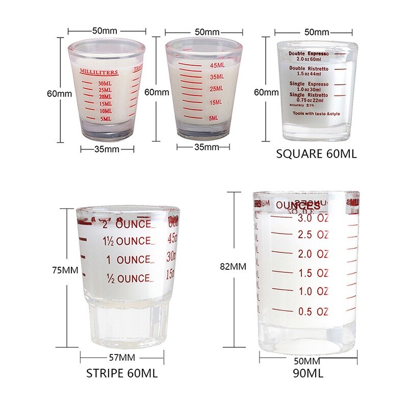 30/60 ml glas målebæger espresso shotglas flydende glas ounce kop med vægt køkkenmål værktøj forsyninger