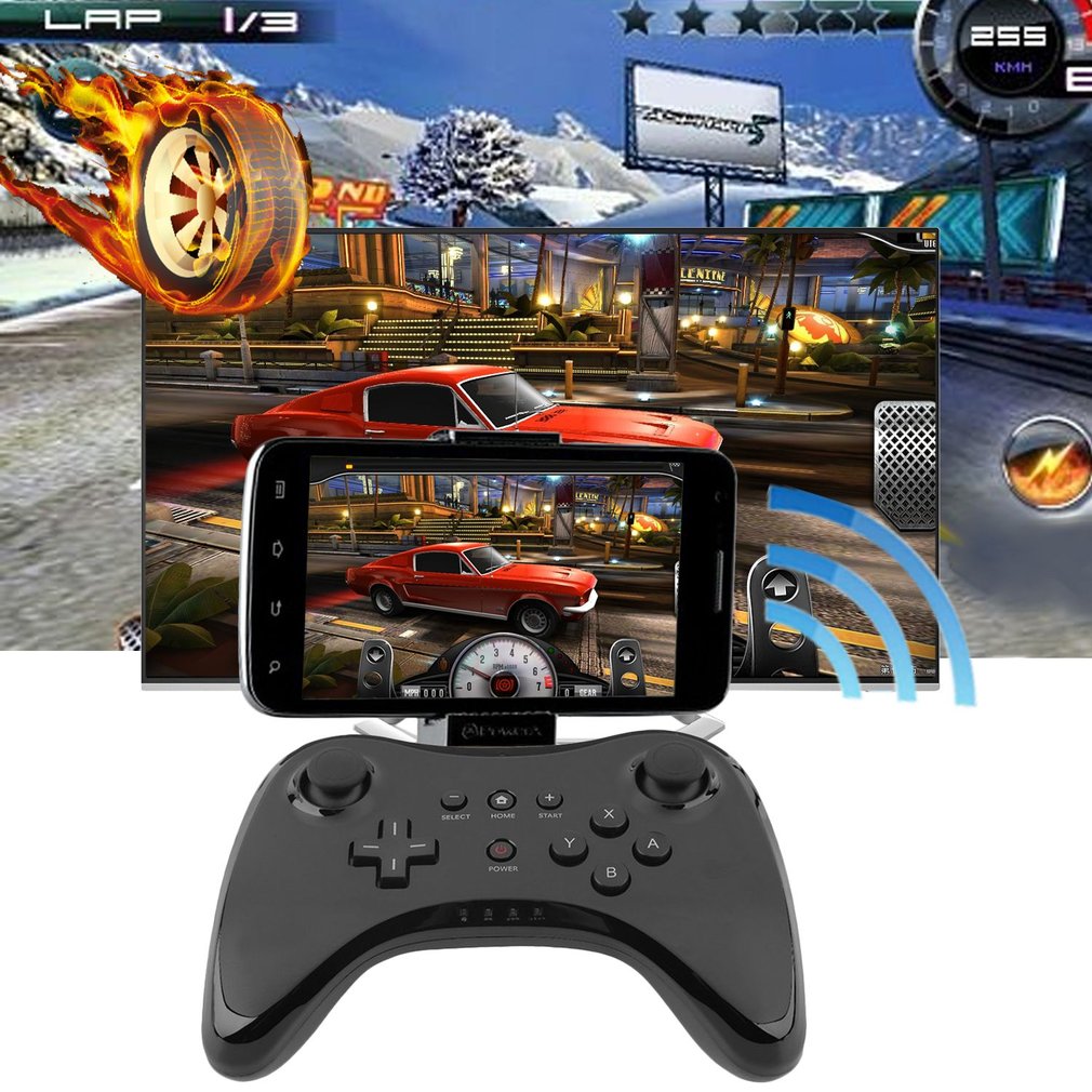 Ergonomic Wireless Controller Gamepad Joypad Joystick Remote Black Wireless Controller Suitable for Nintend Wii U Pro