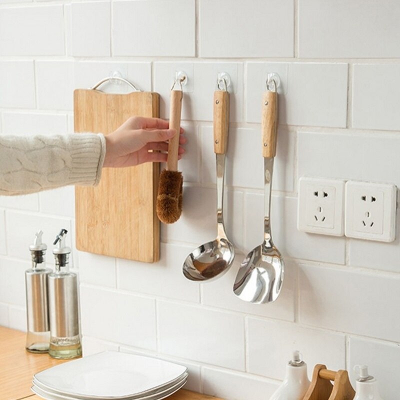1/5/10pc Transparent Auto-Adhésif Fort Crochets Porte Mur Cintres Crochets Charge Lourde Rack pour Cuisine Salle De Bain Crochet multi-usages