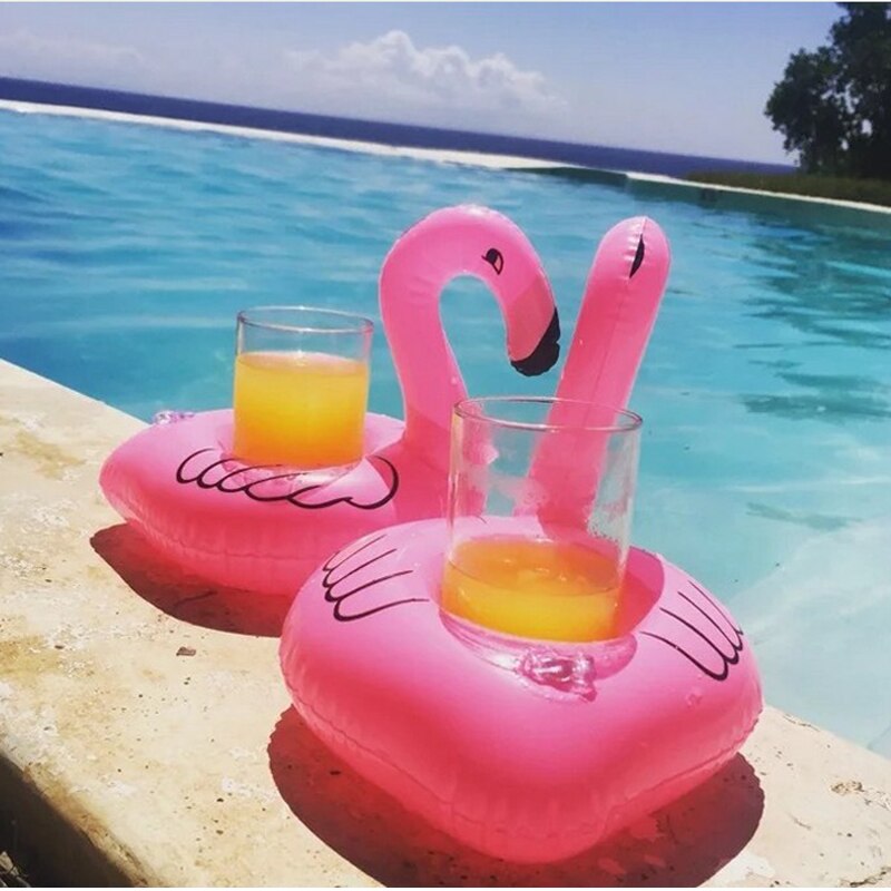 Mini Leuke Roze Flamingo Bekerhouder Pvc Opblaasbare Drijvende Zwembad Beach Party Kids Swim Drank Houders