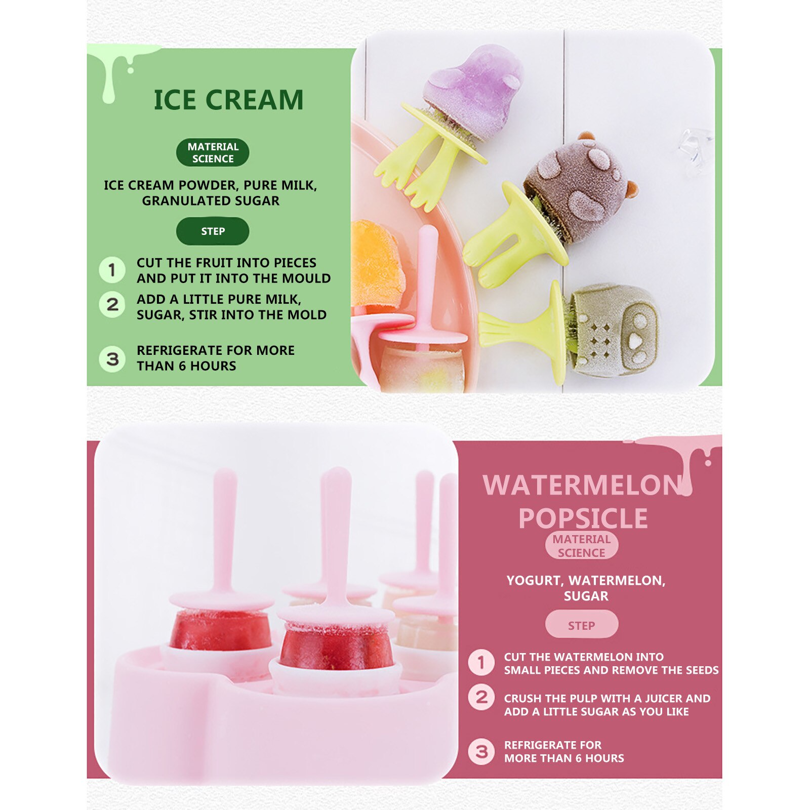Ice Cream Tools Silicone Ice Cream Mold Ice Lolly Molds Ice With Sticks Tray Froze Форма Для Мороженого
