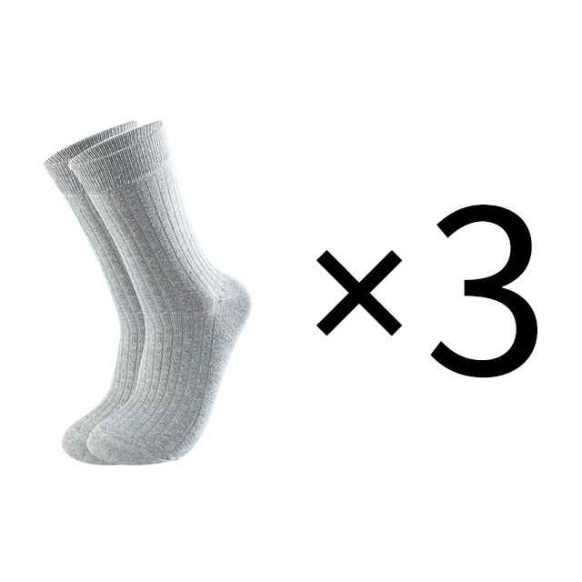 Chaussettes en coton pour hommes, lot de 3 paires, chaussettes longues et chaudes, décontractées, à rayures noires, respirantes, douces, de: 3
