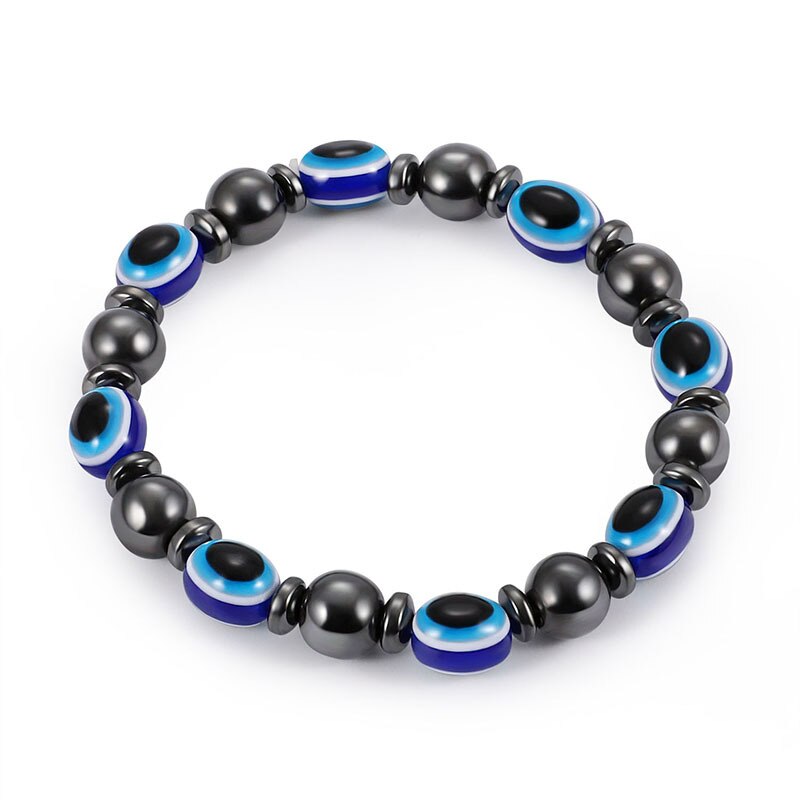 Zwarte Steen Blauwe Steen Elastische Armband Hars Platte Kralen Armband Mode-sieraden