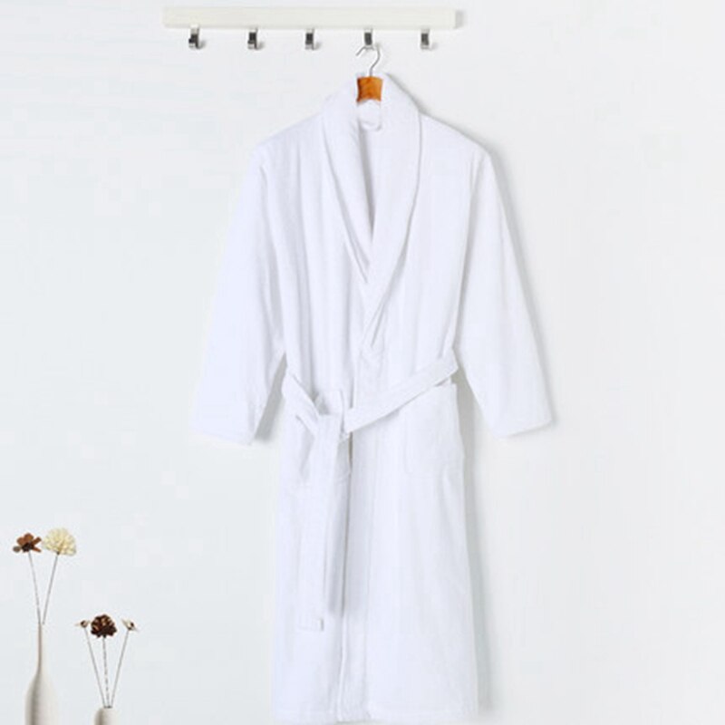 Vinter badekåbe mænd tykt varmt håndklæde fleece morgenkåbe kvinder mand kvinde lang badekåbe mand hotel hjem kimono morgenkåbe nattøj efterår: Hvid / L