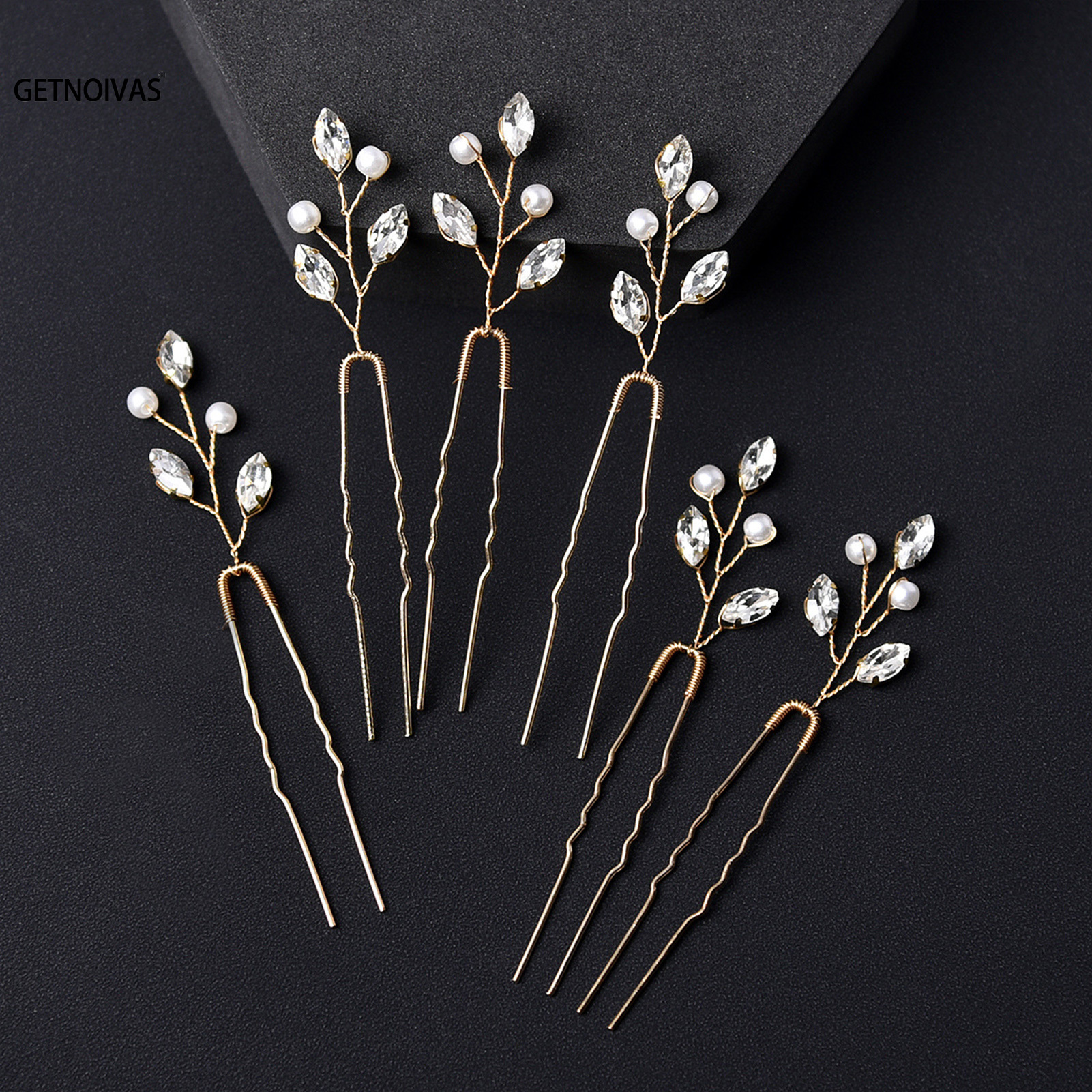 6 uds. De horquillas para el pelo en forma de U con diamantes de imitación, horquillas para el pelo de boda para novia pequeñas y sencillas, accesorios para el cabello de boda para mujer