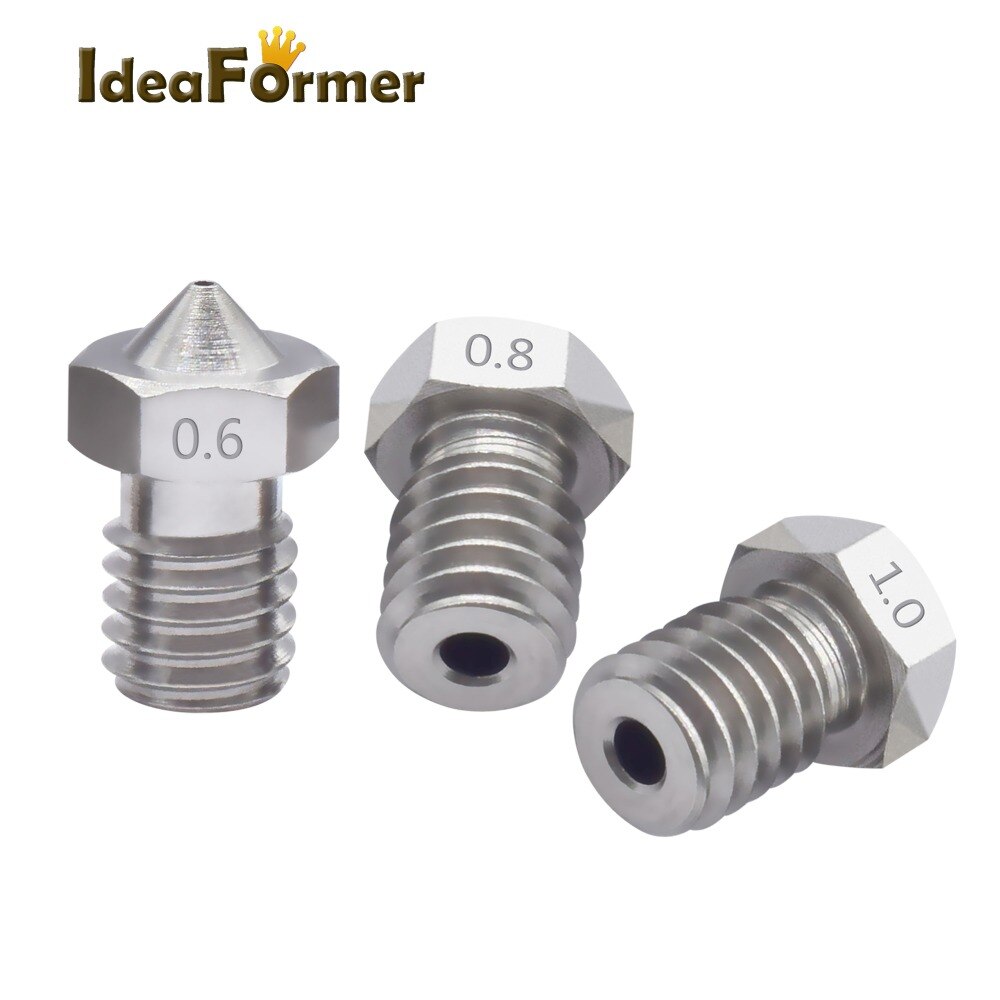 Boquilla E3D V6 de acero inoxidable, rosca M6 de 0,2/0,25/0,3/0,4/0,5/0,6/0,8mm, boquilla para impresora 3D E3D V6 Hotend, 1,0/1,75/3,00 MM