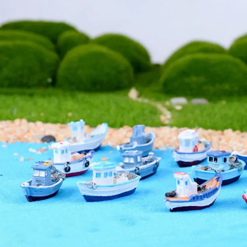 Miniatuur Mini Boot Model Visserijschip Speelgoed DIY Craft Home Tafelblad Decor Plastic Boot Speelgoed Hars Ambacht
