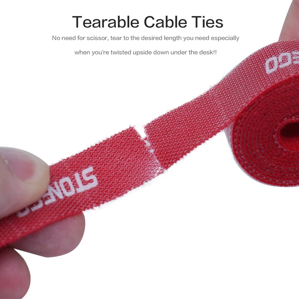 STONEGO Tearable Cable Organizer Ties Wire Holder for USB HDMI Earphone Cord Management Phone Accessories