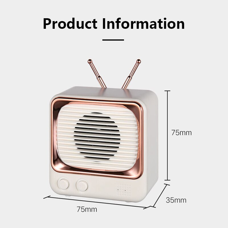 Wireless Speaker Retro TV Bluetooth Speaker Stereo Subwoofer Voice Prompt Portable Mini FM Radio Mobile Phone Holder