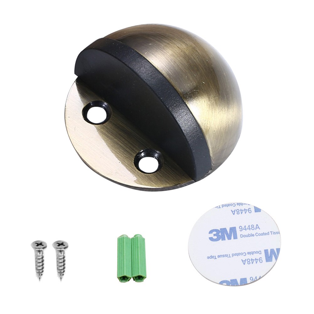 1 pc Anti-collision Door Stopper Non Punching Sticker Hidden Stainless Steel Rubber Door Stopper Door Wall Holders Catch: Green Bronze