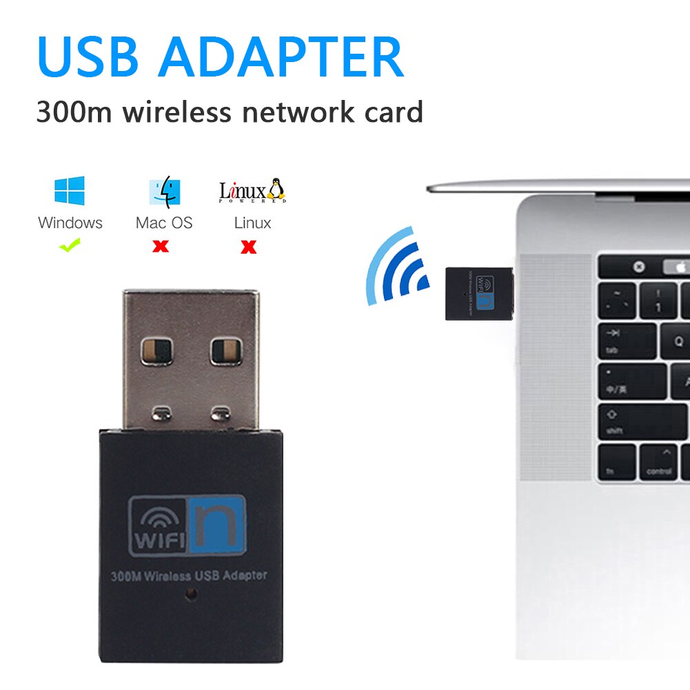300Mbps Wifi Usb Netwerkkaart Dongle Draagbare Draadloze Internet Adapter Signaal Ontvanger Voor Laptop Notebook Pc
