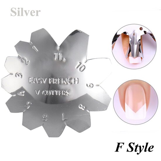 Facile français sourire Cutter ligne Nail Art bord métal tondeuses pochoir ongles formes Clipper manucure modèle outils accessoires TR1834: F Silver