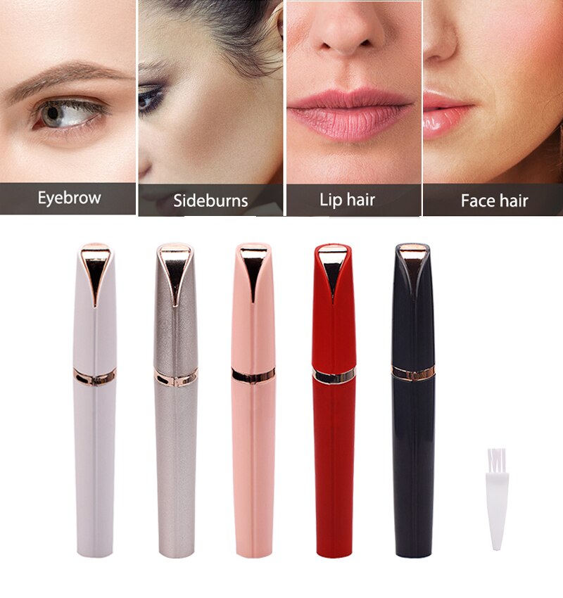 Tondeuse à sourcils sans douleur, stylo d&#39;épilation, rasoir, Mini batterie de coupe, épilateur Facial Portable pour femmes
