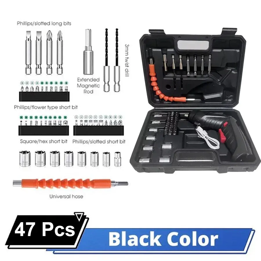 Tournevis électrique au Lithium Rechargeable, outil sans fil 47 en 1, tournevis Portable rotatif à 90 degrés avec LED pour outils de bricolage