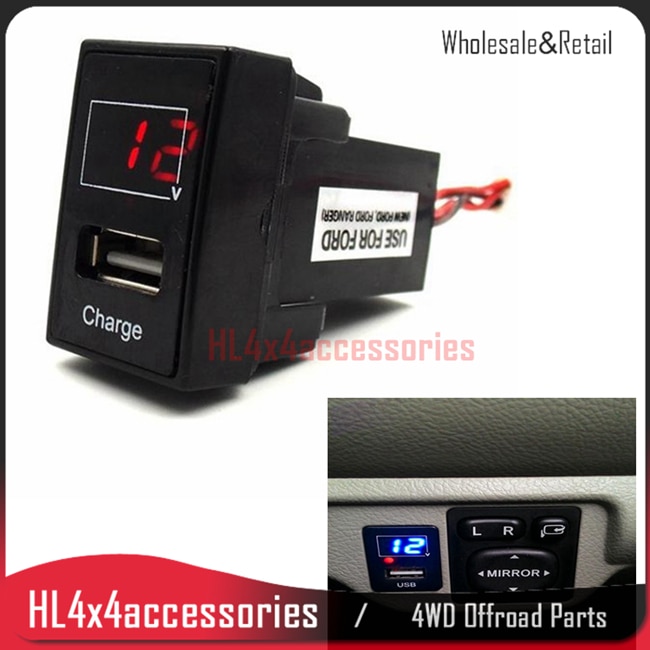 Voltage Display Usb Interface Socket Waarschuwing Auto-oplader Voor Ford Ranger Voor Ford Voltage Meter Batterij Monitor Gebruik Auto Tuning