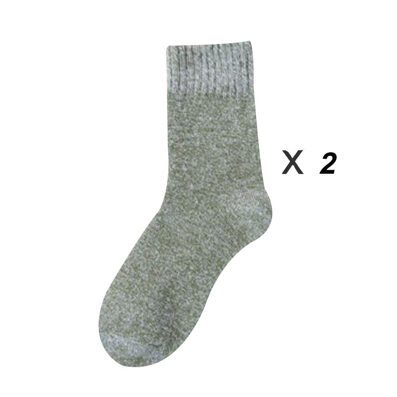 1/2 Pairs Winter Super Thermosocks Thicker Men Socks Harajuku Style Cold Protection Anti-frostbite Snow Outdoor Warm Size39-45: 2 pairs Green
