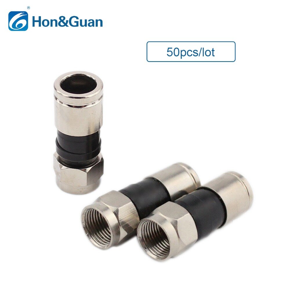 Hon &amp; Guan 50 stks/partij RG6 Coax Compressie Kabel Connector Coaxiale