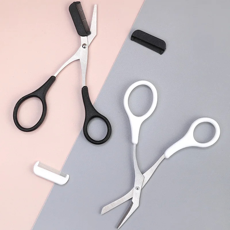 Ciseaux à sourcils en acier inoxydable avec peigne, rasoir, Kit de toilettage des sourcils pour une mise en forme et un coiffage précis
