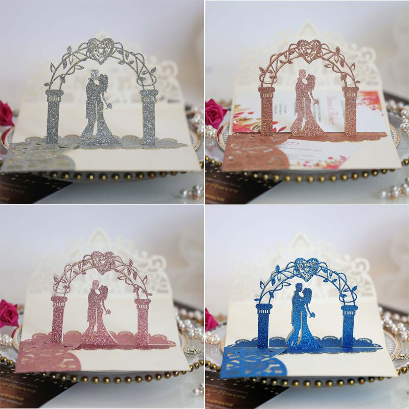 Bride Groom Wedding Invitations Card Delicate Hollow Carved Lace Romantic Greeting Cards Wedding Decoration Party Supplies