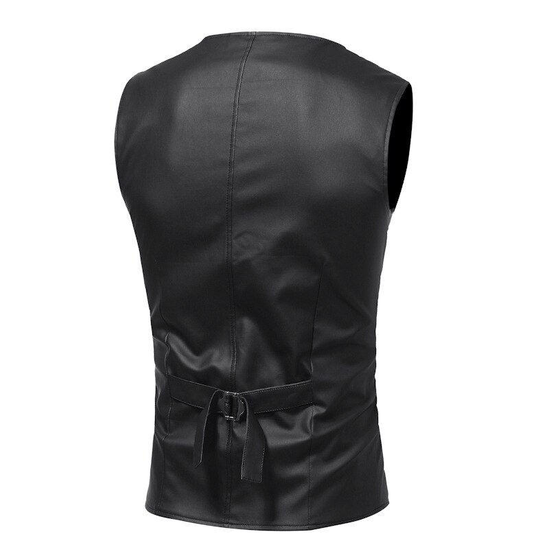 Pu nahka liivit miehille slim fit pu nahka miesten puku liivi miesten liivi gilet homme rento hihaton juhlallinen takki
