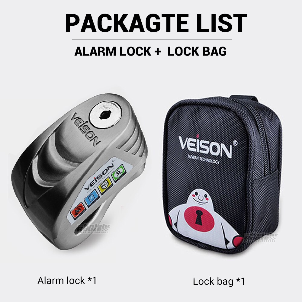 VEISON – alarme pour moto, cadenas étanche, pour Scooter, disque, antivol, accessoires: ALLOY SL C SET