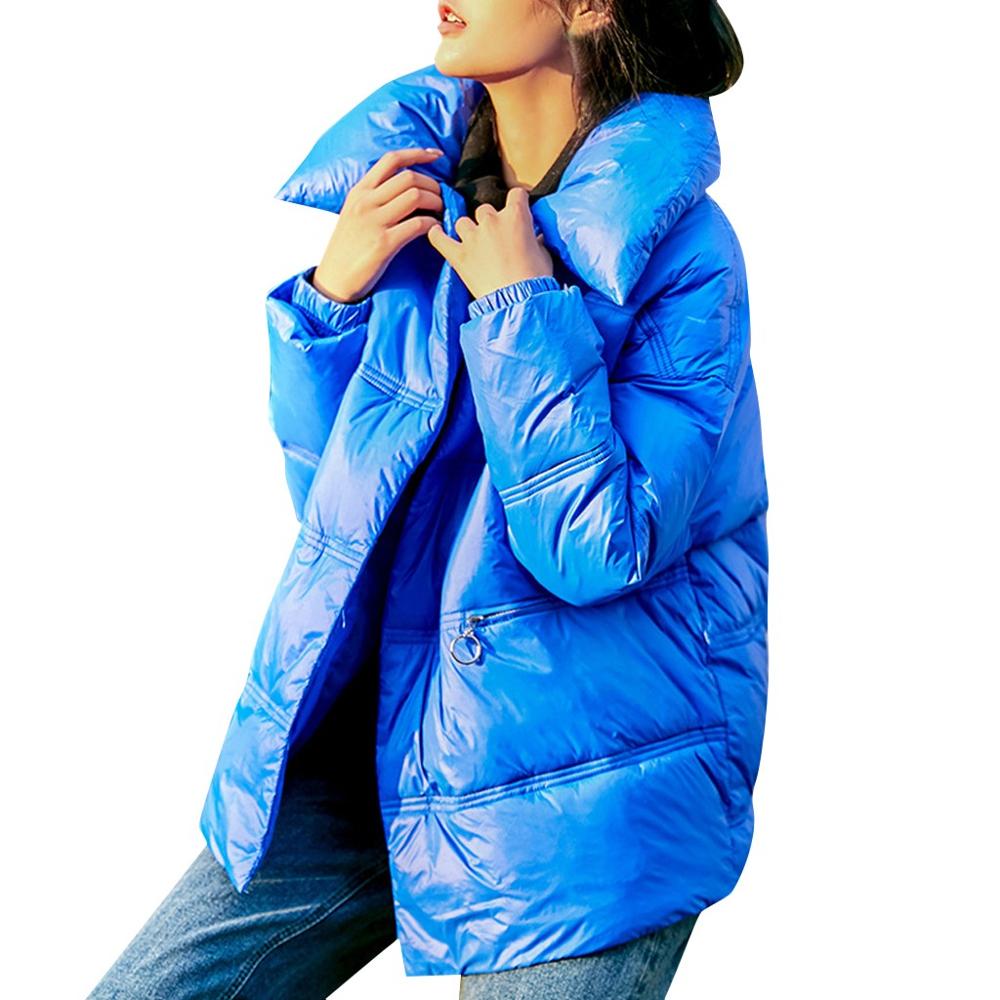 Winter Jacket Women Casual Glossy Colorful Coat Manteau Femme Winterjas Dames Parka Abrigos Mujer Invierno Kurtka Zimowa Damska: Blue / M