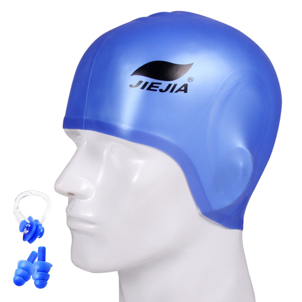 Bonnet de bain Silicone 3D ergonomique Protection d'oreille bonnet de natation avec pince-nez bouchons d'oreille haute Spandex chapeau de plongée pour femmes hommes