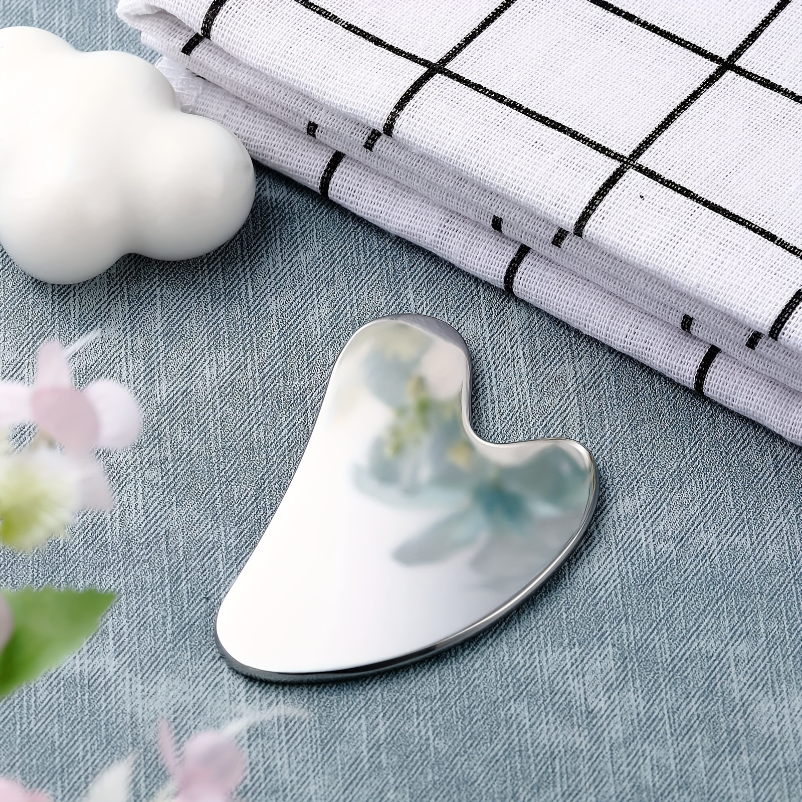1pc gua sha-ansiktsverktøy i rustfritt stål, guasha for ansiktet, metall gua sha for å stramme huden, massasje guasha-skjønnhetsverktøy for kropp og øyne, ikke nødvendig