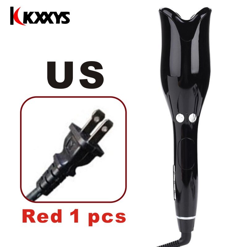 Automatic Hair Curling Iron Air Curler Wand Curl 1 Inch Rotating Magic Salon Auto Curlers LCD Display: US Black 1pcs