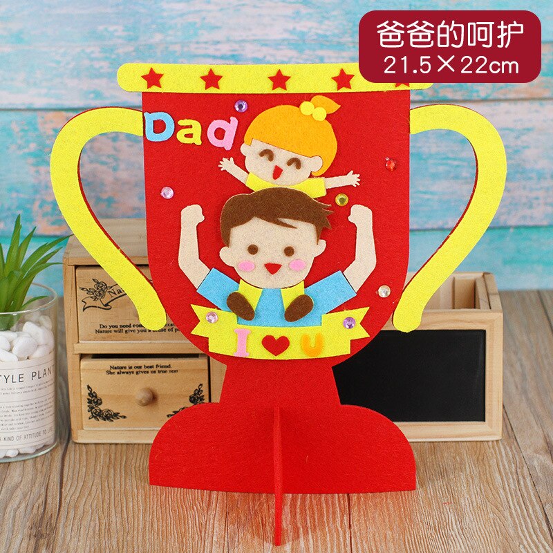 Trofeo papà Non tessuto fai-da-te regali fatti a mano per la festa del papà artigianato asilo giocattoli artigianali premio papà: 1 pcs I loveDad