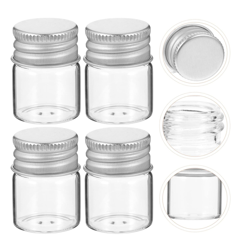 5pcs 5ml-30ml transparent glass bottle with silver aluminum cap storage cans empty bottle party decoration sealed well