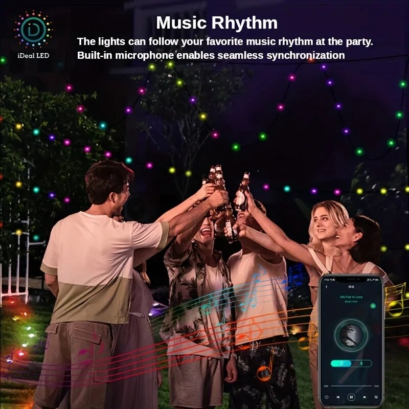 Kerstmis 10M lederen LED-lichtslinger Binnen Buiten DIY Festival Feestslinger Decor Ideale APP-bediening IP65 Koudbestendig