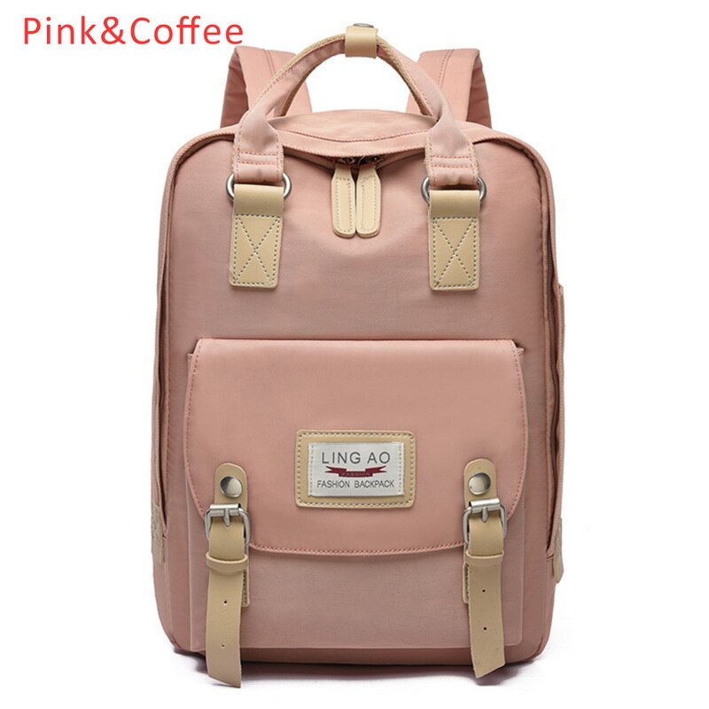 Candy Women Canvas Backpack Waterproof Feminina Laptop Backpack Pink Patchwork School Backpacks Bags For Teenage Girls: B