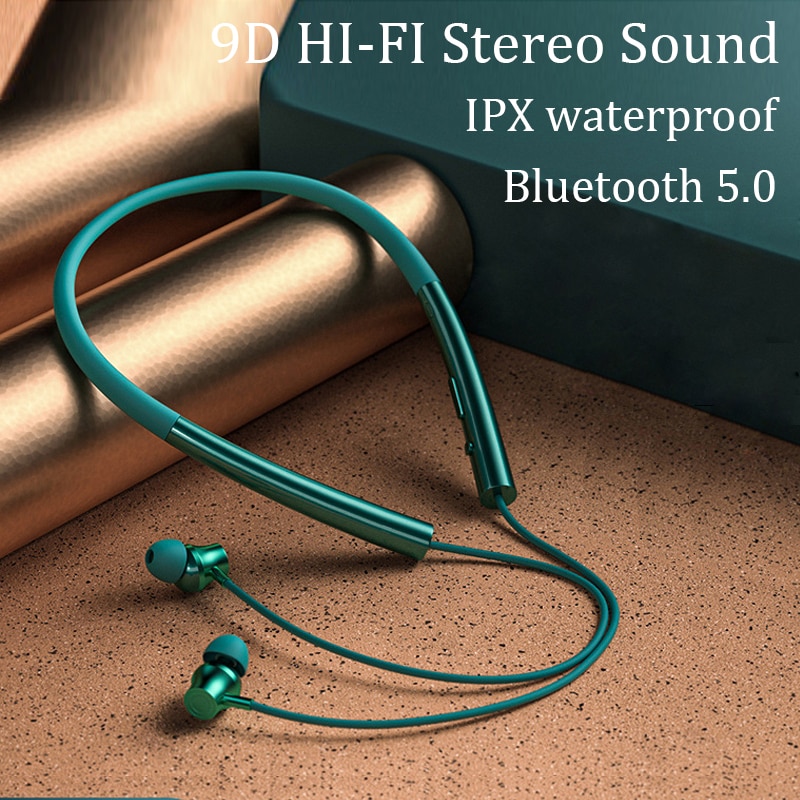 KTUXB-auriculares inalámbricos con Bluetooth 5,0, dispositivo con banda magnética para el cuello, a prueba de agua IPX5, con micrófono y cancelación de ruido