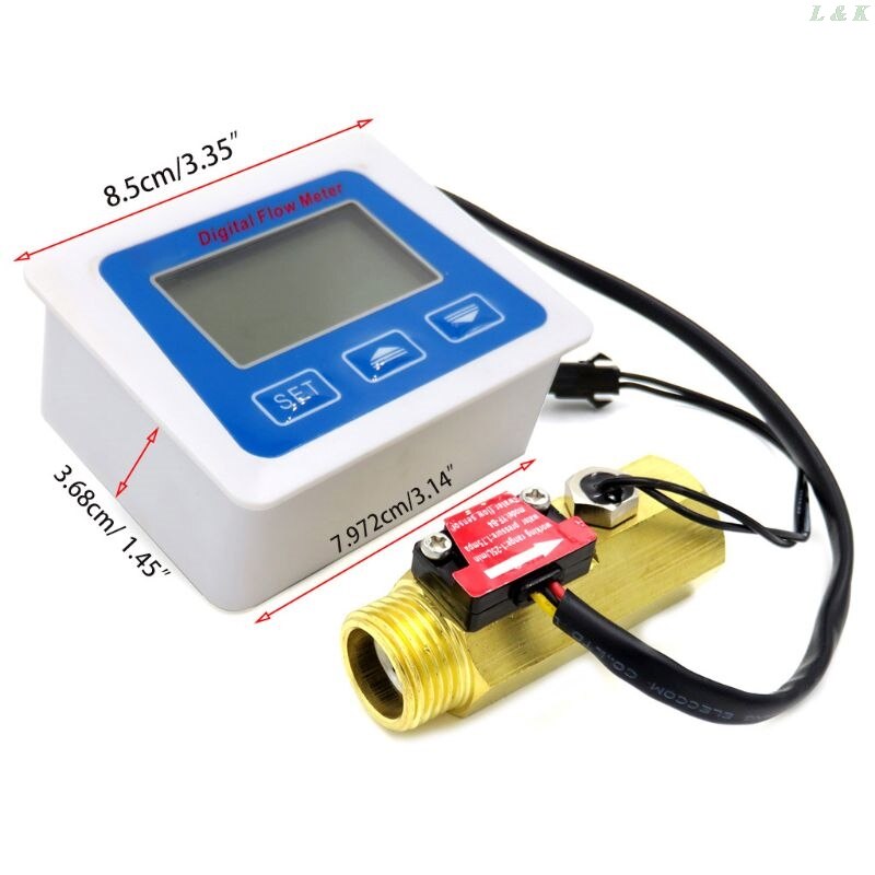 Medidor de flujo de agua con pantalla Lcd Digital, medidor de flujo, rotámetro de temperatura