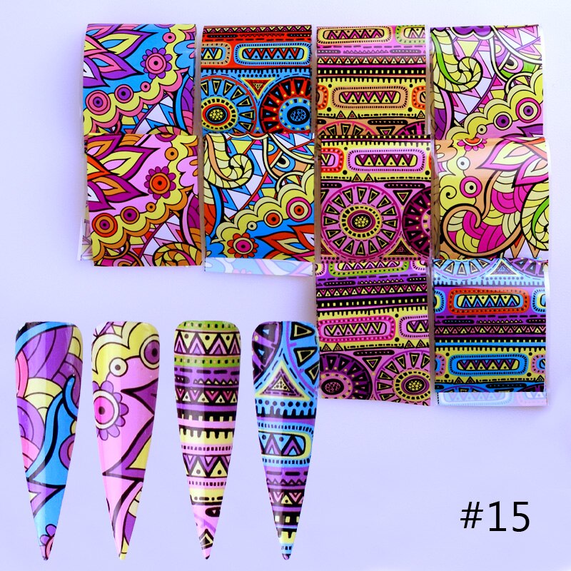 10pcs Nail Foil Polish Stickers Mix Flower Leopard Transfer Foil Nails Decal Sliders For Nail Art Decoration Xmas Designs: 15