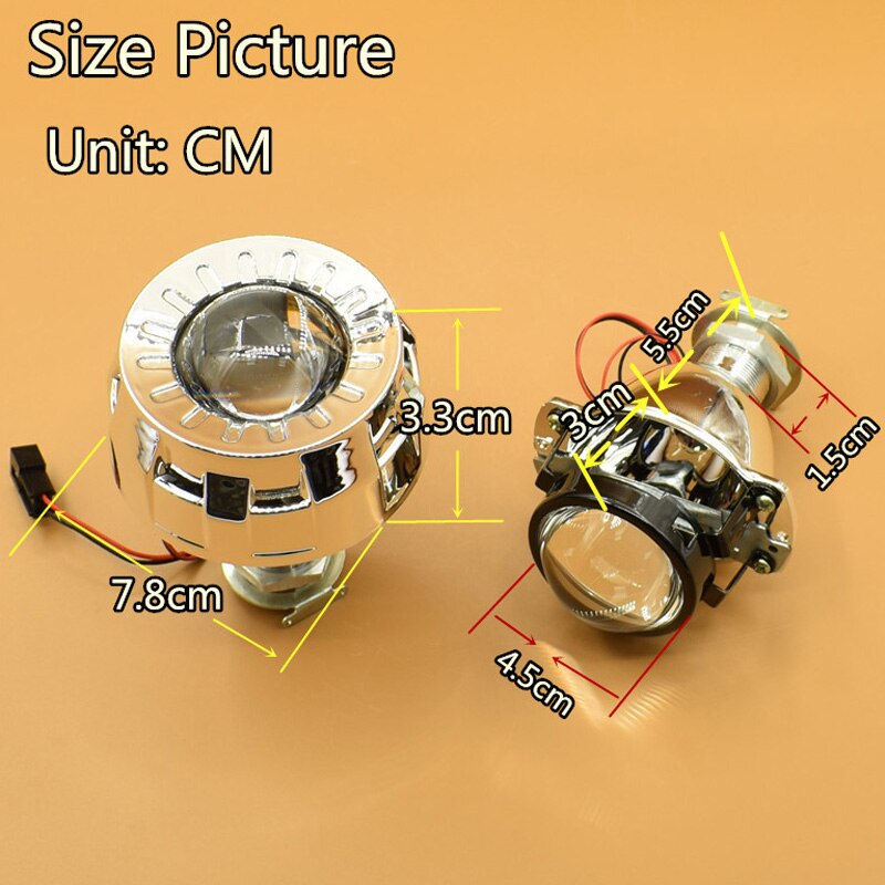 1,8 "Mini HID Bi xenon lente del proyector del faro + Mini Gatling Gun Shrouds para los coches/motocicleta H7 H4 Car Styling