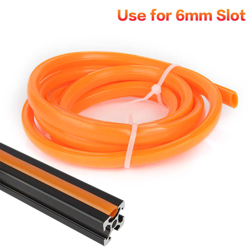 Aluminium-Schlitzabdeckung, Dichtungsprofil, flach, , 3D-Drucker-Zubehör für schwarze Extrusionsplattenhalter, 6 mm extrudierter T-Filterschläuche: Orange