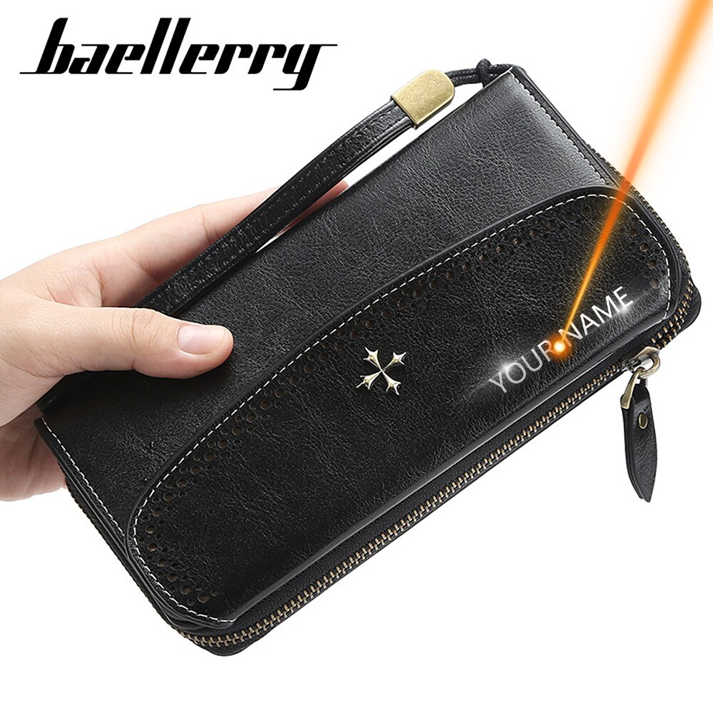 Long Women Wallets Name Engraving PU Leather Card Holder Female Purse Zipper Big Brand Wallet For Women