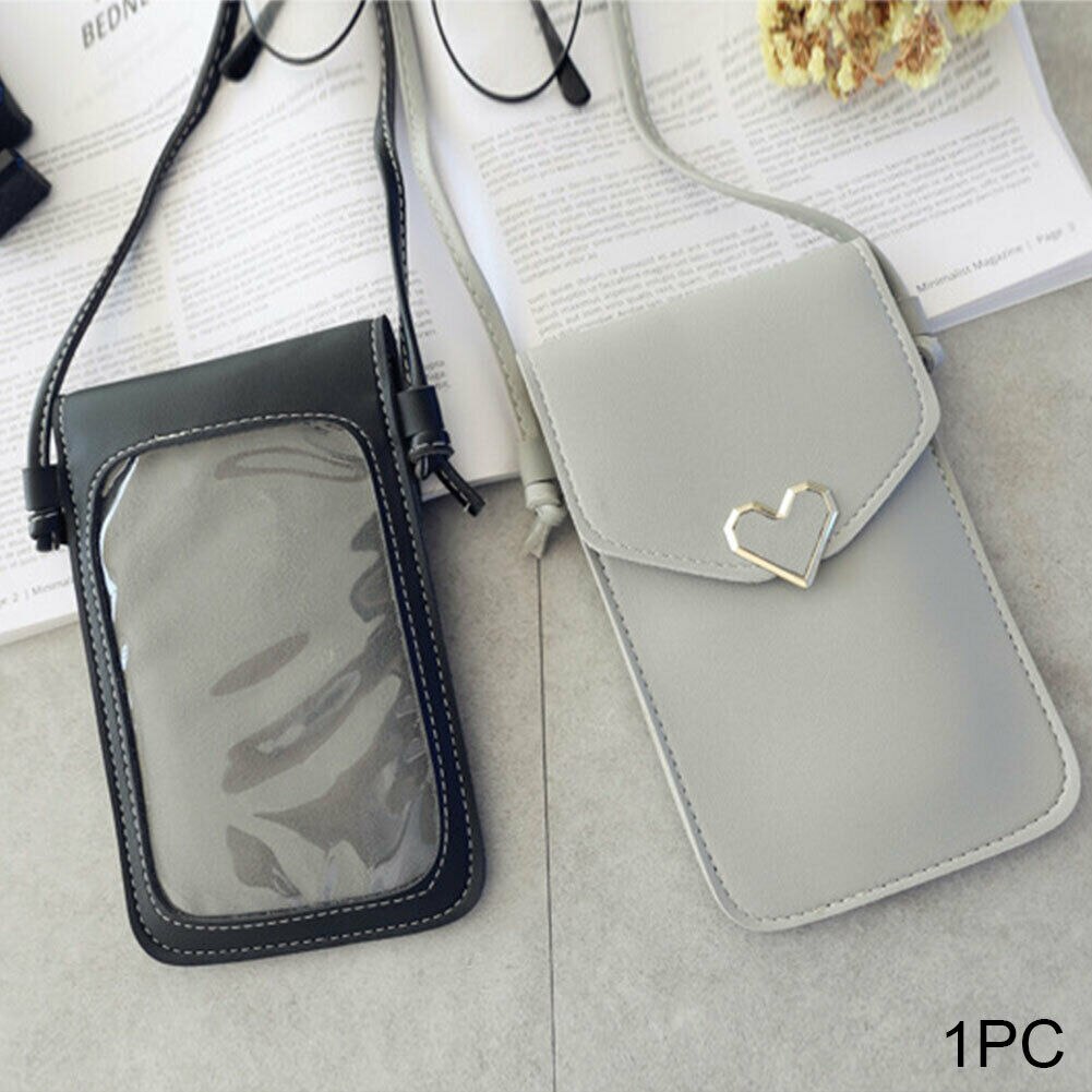 2Pcs TouchScreen CellPhone Purse Smartphone Wallet Leather Shoulder Strap Handbag Women Bag for Iphone X Samsung S10 Huawei P20