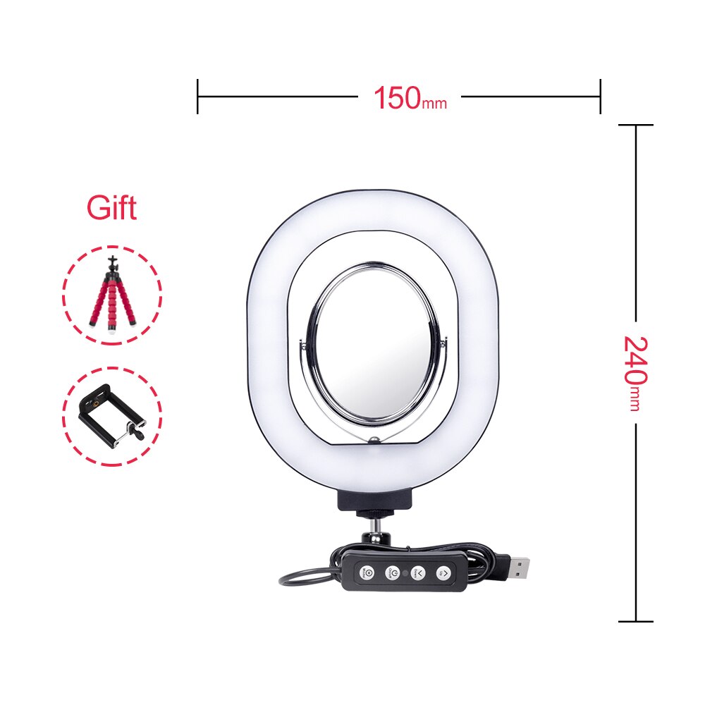 Yizhestudio 6"/10" Ring Light Dimmable LED Selfie Ring Lights for Live Studio Makeup Photography with Free Tripods Phone Clip: Black