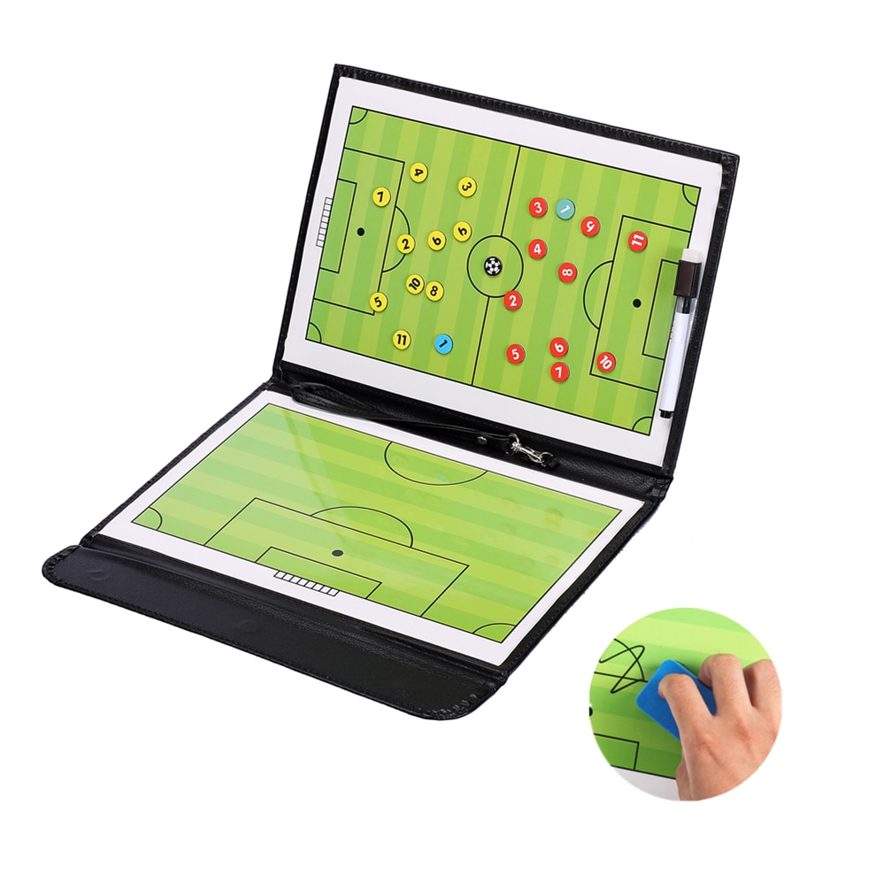 Foldable Portable Football Coach Board PU Leather Football Training Soccer Accessories Magnetic Tactic Clipboard With Pen Tool