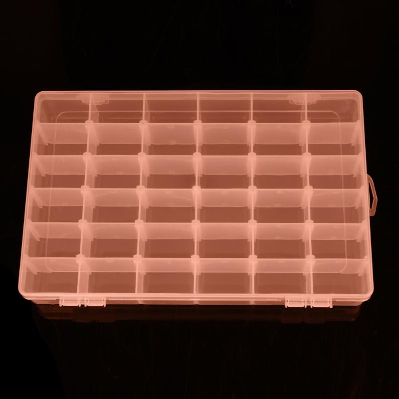 Rectangle Plastic Organizer 36 Compartment Storage Box Adjustable Bead Container Rings Jewelry Case Home Organizer