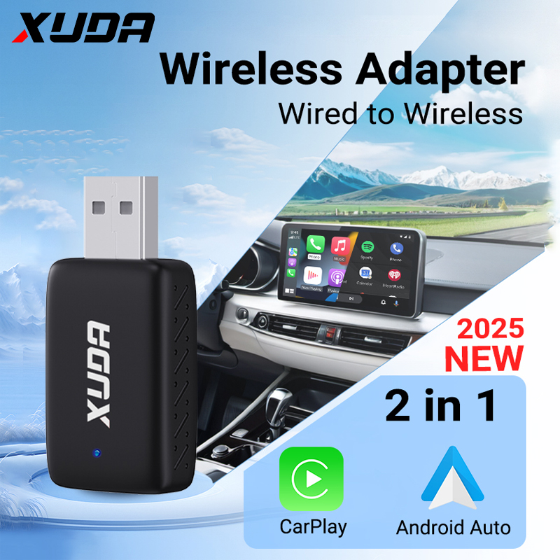 XUDA 2 em 1 sem fio CarPlay AI Mini Box Android Auto Box Plug & Play Conexão automática compatível com 99% de carros para rádio de carro: Verde